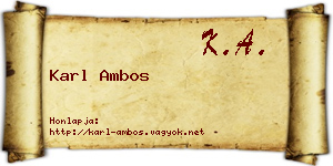 Karl Ambos névjegykártya